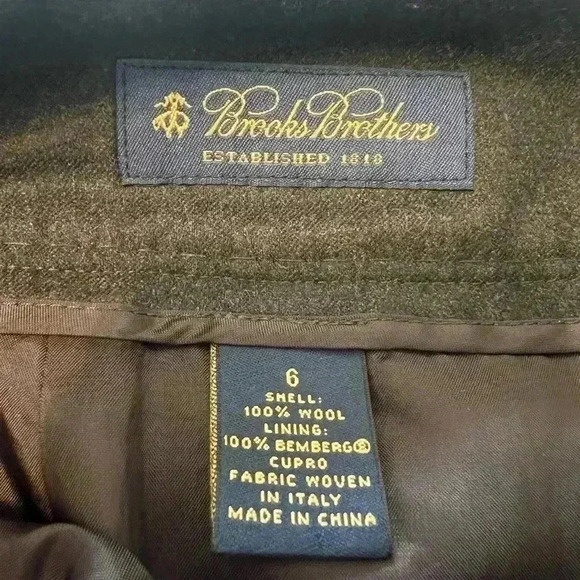 VTG Brook Brothers 100% wool dark brown pencil skirt vitale barberis canonicalo - Picture 2 of 8